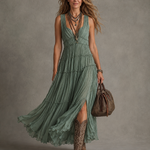 Ava | Gathered V-Neck Maxi