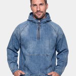 Artisan Denim Smock Quarter Zip Hooded Jacket - Cross & Crown