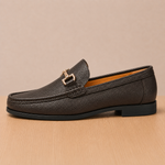 Caver Genuine Leather Metallic Bit Loafers