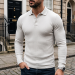 HARROWBY RIBBED LONG-SLEEVE POLO
