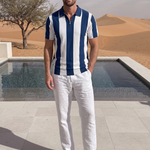 Navy Stripe Polo - Cross & Crown