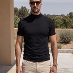 Solid Casual Turtle Neck T-Shirt - Cross & Crown