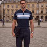 Classic Fit Quarter Zip Business Casual Short Sleeves Polo - Cross & Crown