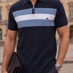 Classic Fit Quarter Zip Business Casual Short Sleeves Polo - Cross & Crown