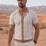 Striped Knit Polo Shirt - Cross & Crown