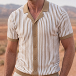 Striped Knit Polo Shirt - Cross & Crown