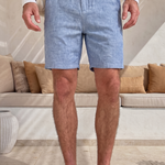 Bleu Horizon Linen Shorts - Cross & Crown