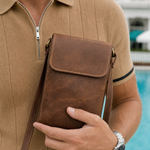 Men's Mini Leather Shoulder Bag - Cross & Crown