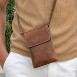 Men's Mini Leather Shoulder Bag - Cross & Crown