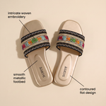 ELOWEN EMBROIDERED COMFORT SLIPPERS