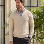 Essential Henley High Collar Quarter Zip Pullover - Cross & Crown