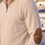 High Collar Quarter Zip Corduroy Pullover - Cross & Crown