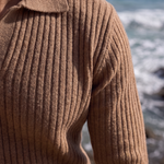V-Neck Polo Pullover Ribbed - Cross & Crown