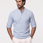 Casual Henley Neck Long Sleeve T-Shirt - Cross & Crown
