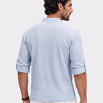 Casual Henley Neck Long Sleeve T-Shirt - Cross & Crown