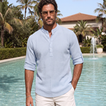 Casual Henley Neck Long Sleeve T-Shirt - Cross & Crown
