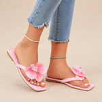 Orchid Square-Toe Floral Flip-Flops