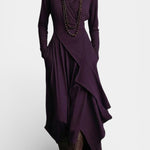 Ébeline Irregular Long Dress With High Neck In Gothic And Bohemian Inspiration