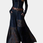 Elegant Long Vintage Checkered Marlis Dress