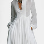 Marilou Long Minimalist Cotton Dress With A Felted Look