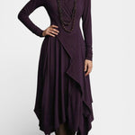 Ébeline Irregular Long Dress With High Neck In Gothic And Bohemian Inspiration