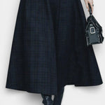 Angelika Ensemble High Neck Midnight Blue And Checkered Skirt
