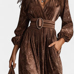 Chocolate Velvet Maxi Dress With V-Neck