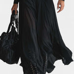 Albéria Long Flowing Black Tulle Patchwork Dress