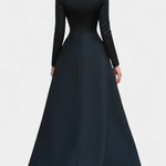Flavienne Long Satin And Black Lace Blazer Dress