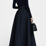 Angelika Ensemble High Neck Midnight Blue And Checkered Skirt