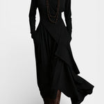 Ébeline Irregular Long Dress With High Neck In Gothic And Bohemian Inspiration