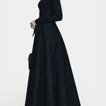 Angelika Ensemble High Neck Midnight Blue And Checkered Skirt