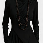 Ébeline Irregular Long Dress With High Neck In Gothic And Bohemian Inspiration