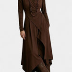 Ébeline Irregular Long Dress With High Neck In Gothic And Bohemian Inspiration