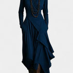 Ébeline Irregular Long Dress With High Neck In Gothic And Bohemian Inspiration
