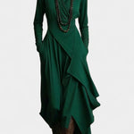 Ébeline Irregular Long Dress With High Neck In Gothic And Bohemian Inspiration