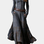 Elegant Long Vintage Checkered Marlis Dress