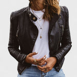 Gia Quilted-Sleeve Moto Jacket