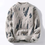 Dario Abstract Print Fuzzy Crewneck Sweater