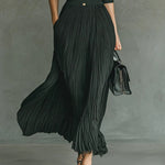 Celeste Pleated Lapel Belted Maxi Dress