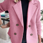 Ivy Double-Breasted Knit-Sleeve Blazer Coat