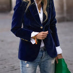 Erin Gold-Button Velvet Blazer