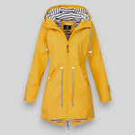 Sara Drawstring-Waist Hooded Rain Jacket