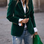 Erin Gold-Button Velvet Blazer