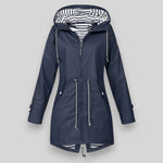 Sara Drawstring-Waist Hooded Rain Jacket