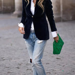 Erin Gold-Button Velvet Blazer