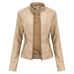 Lucy Stand-Collar Zip-Up Moto Jacket