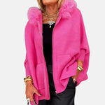 Luna Faux Fur Hood Zip-Up Cape Jacket
