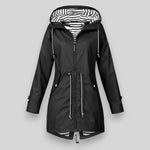 Sara Drawstring-Waist Hooded Rain Jacket