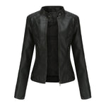 Lucy Stand-Collar Zip-Up Moto Jacket